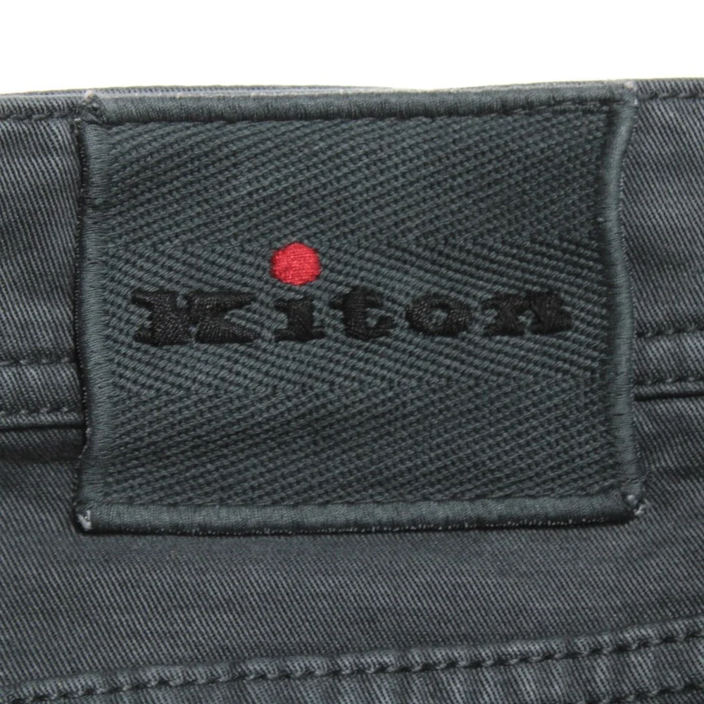 Kiton NWT Five Pocket Jean Cut Pants Size 40 US in Gray Lyocell & Cotton Blend